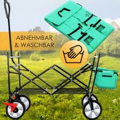 KESSER® Chariot De Transport Pliable Avec Toit | Charrette à Bras | Chariot à Roulettes | Remorque De Transport | 2 Poches En Mesh Et Une Poche Extérieure Fournies | Pliable | Pneus Pleins En Caoutchouc , Menthe Verte -chariot de jardin Soldes 2024 55080779 4
