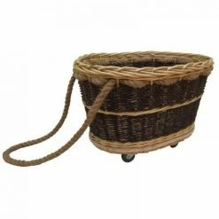 JARDIBRICODECO Chariot à Bûches En Osier Brut Et Blanc -chariot de jardin Soldes 2024 55332177 3