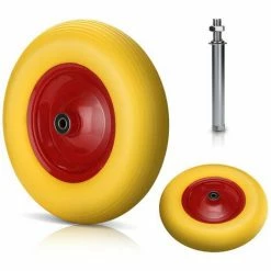 VINGO Roue De Secours, Roue De Diable, Jante En Métal, Caoutchouc Plein 4.80 / 4.00-8 390 Mm - Jaune