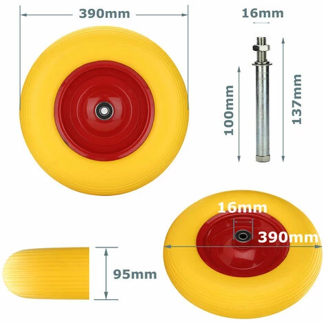 Randaco Roue De Brouette 4.80 4.00-8, Caoutchouc Plein, Roue Secours, Jante, Pneus De Diable 200 Kg Charge, Jaune 2 Randaco Roue De Brouette 4.80 4.00-8, Caoutchouc Plein, Roue Secours, Jante, Pneus De Diable 200 Kg Charge, Jaune – Image 2