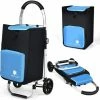 GIANTEX Chariot De Courses Pliable à Roulettes 53L,Chariot De MarchE Avec Compartiment REfrigErant Et Sac Amovible,Charge 50KG