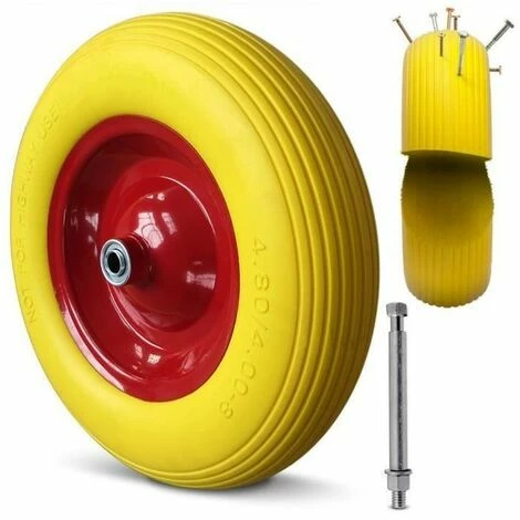 Aqrau Roue De Brouette En PU Caoutchouc Plein Anti-crevaison, 4.80 / 4.00-8 ? 390 Mm 200 Kg 3 Aqrau Roue De Brouette En PU Caoutchouc Plein Anti-crevaison, 4.80 / 4.00-8 ? 390 Mm 200 Kg – Image 3