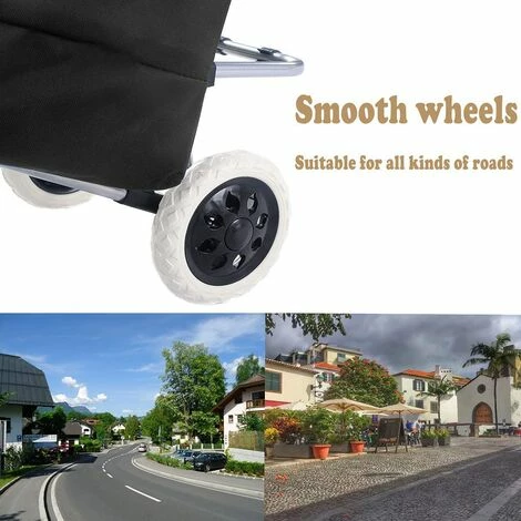 GIANTEX Chariot De Courses Noir Pliable Jusqu'à 35 Kg, Poussette De MarchE Avec Cadre En Aluminium & Sac Amovible,Caddie De Courses 3 GIANTEX Chariot De Courses Noir Pliable Jusqu'à 35 Kg, Poussette De MarchE Avec Cadre En Aluminium & Sac Amovible,Caddie De Courses – Image 3