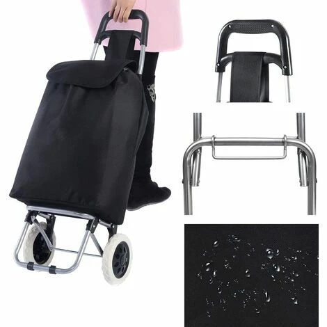 GIANTEX Chariot De Courses Noir Pliable Jusqu'à 35 Kg, Poussette De MarchE Avec Cadre En Aluminium & Sac Amovible,Caddie De Courses 4 GIANTEX Chariot De Courses Noir Pliable Jusqu'à 35 Kg, Poussette De MarchE Avec Cadre En Aluminium & Sac Amovible,Caddie De Courses – Image 4