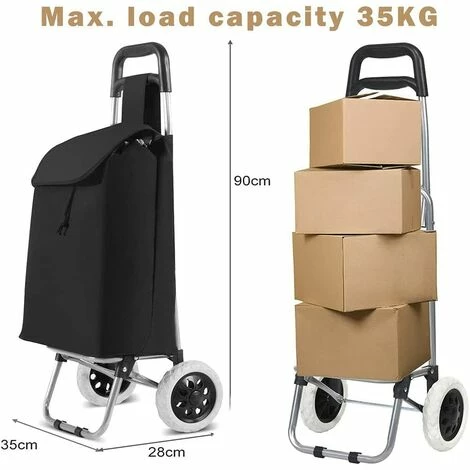 GIANTEX Chariot De Courses Noir Pliable Jusqu'à 35 Kg, Poussette De MarchE Avec Cadre En Aluminium & Sac Amovible,Caddie De Courses 5 GIANTEX Chariot De Courses Noir Pliable Jusqu'à 35 Kg, Poussette De MarchE Avec Cadre En Aluminium & Sac Amovible,Caddie De Courses – Image 5