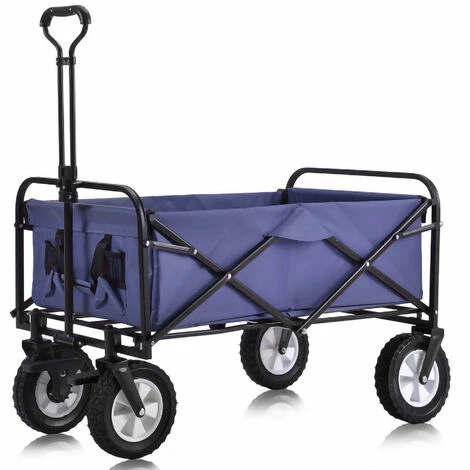SWANEW Bollerwagen Pliable Offroad Chariot à Main Pliable Chariot De Transport 360° Roues 80 KG Bleu - Bleu 1 SWANEW Bollerwagen Pliable Offroad Chariot à Main Pliable Chariot De Transport 360° Roues 80 KG Bleu - Bleu