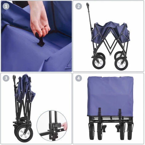 SWANEW Bollerwagen Pliable Offroad Chariot à Main Pliable Chariot De Transport 360° Roues 80 KG Bleu - Bleu 3 SWANEW Bollerwagen Pliable Offroad Chariot à Main Pliable Chariot De Transport 360° Roues 80 KG Bleu - Bleu – Image 3