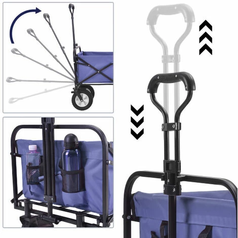 SWANEW Bollerwagen Pliable Offroad Chariot à Main Pliable Chariot De Transport 360° Roues 80 KG Bleu - Bleu 5 SWANEW Bollerwagen Pliable Offroad Chariot à Main Pliable Chariot De Transport 360° Roues 80 KG Bleu - Bleu – Image 5