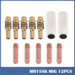 CATHERINE 12pcs Poste A Souder Mig Sans Gaz Embouts De Contact De Buse De Soudage 15AK MIG/MAG Support De Connecteur De Gaz 0,8 Mm, Buse Gas Conique, Support Tube De Contact, Consommables De Chalumeau