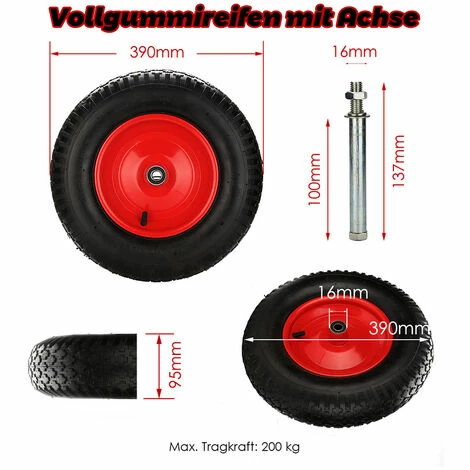EINFEBEN Roue De Brouette 4.80 4.00-8, Roue Gonflable , Roue Secours, Jante, Pneus De Diable 200 Kg Charge, Noir Rouge - Noir 2 EINFEBEN Roue De Brouette 4.80 4.00-8, Roue Gonflable , Roue Secours, Jante, Pneus De Diable 200 Kg Charge, Noir Rouge - Noir – Image 2