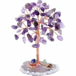 BARES MIini Arbre De Vie Chakra Décoration Feng-Shui Artisanat En Pierre Naturelle Ornement Guérison Arbre Du Bonheur En Agate Géode Arbre Améthyste