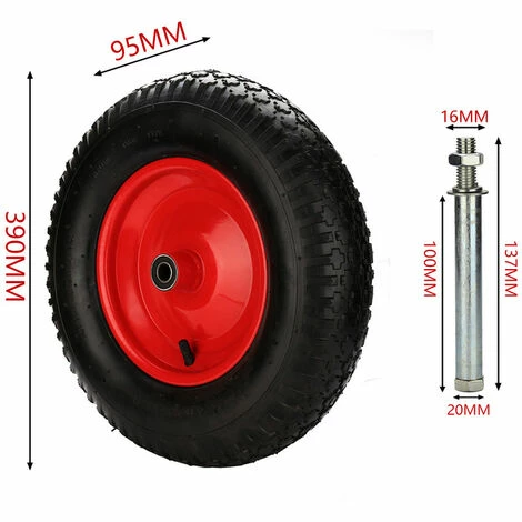 TolleTour 480 / 400-8 Roue De Brouette En Pneumatiques Avec Pneumatiques Roue De Secours Avec Axe | Axe Ø 390 Mm Pour Charrettes 2 TolleTour 480 / 400-8 Roue De Brouette En Pneumatiques Avec Pneumatiques Roue De Secours Avec Axe | Axe Ø 390 Mm Pour Charrettes â Image 2