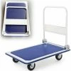RELAX4LIFE Chariot De Transport Pliable En Fer Charge Max 300KG Avec Plateau Antidérapant, Chariot Pliable à 4 Roulettes En PU, 60 X 90 X 88 Cm Pour Déménagement Logistique Transport