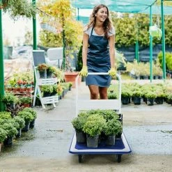 RELAX4LIFE Chariot De Transport Pliable En Fer Charge Max 300KG Avec Plateau Antidérapant, Chariot Pliable à 4 Roulettes En PU, 60 X 90 X 88 Cm Pour Déménagement Logistique Transport -chariot de jardin Soldes 2024 64129953 5