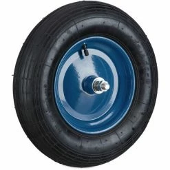 Relaxdays Roue De Brouette Avec Axe 4.80 4.00-8, Pneumatique, Jante En Acier, Charge Maximale : 120 Kg, Noir/bleu