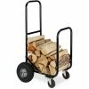 Relaxdays Chariot Pour Bûches En Bois, En Acier, 107,5 X 52 X 58 Cm, Sur 2 Roues Et 2 Roulettes, Capacité De 60 Kg, Noir