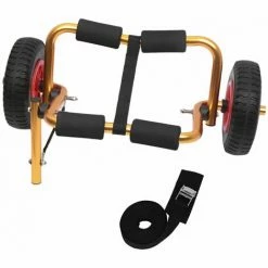 LIFCAUSAL Portable Léger Pliable Bateau Kayak Transporteur Canoë Dolly Fourre-Tout Chariot De Transport Remorque Chariot Roues Amovibles (Or)