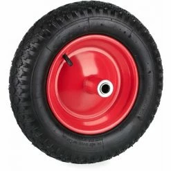 Relaxdays Roue De Brouette 3.50-8, Pneumatique, Jante En Acier, Charge Maximale : 100 kg, Avec Valve, Noir/rouge