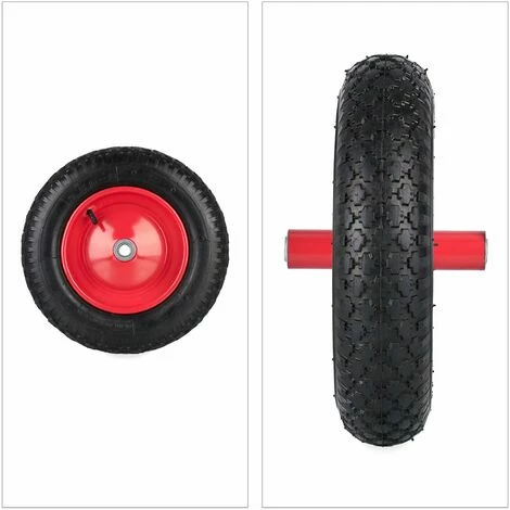Relaxdays Roue De Brouette 3.50-8, Pneumatique, Jante En Acier, Charge Maximale : 100 kg, Avec Valve, Noir/rouge 2 Relaxdays Roue De Brouette 3.50-8, Pneumatique, Jante En Acier, Charge Maximale : 100 kg, Avec Valve, Noir/rouge â Image 2