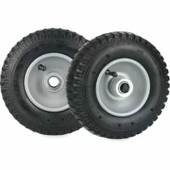 Relaxdays Roue De Brouette 2.50-4 En Lot De 2, Pneumatique, 2PR, Charge Max. 100 kg, Jante Acier, Noir/argenté