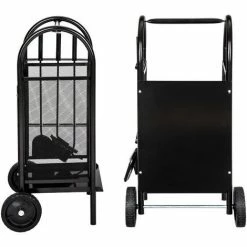 TECTAKE Chariot à Bûches, Chariot à Bois, Panier En Métal, Porte Et Range Bâche Sur Roulette Avec Pelle, Balai Et Tisonnier - Noir 8 TECTAKE Chariot à Bûches, Chariot à Bois, Panier En Métal, Porte Et Range Bâche Sur Roulette Avec Pelle, Balai Et Tisonnier - Noir -chariot de jardin Soldes 2024 7513790 4