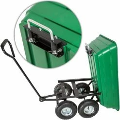 TECTAKE Chariot De Jardin à Benne Basculante Charge Maximum 300 Kg Vert - Vert -chariot de jardin Soldes 2024 7643923 5