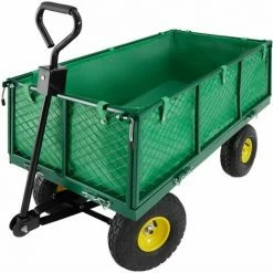 TECTAKE Chariot De Jardin + Bâche Charge Maximum 550 Kg Vert - Vert