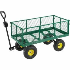 TECTAKE Chariot De Jardin + Bâche + Plateau Amovible Charge Maximum 550 Kg Vert - Vert -chariot de jardin Soldes 2024 7643987 4