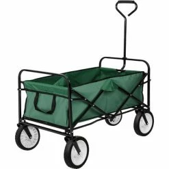 TECTAKE Chariot De Jardin Pliable Avec 4 Roues Charge Maximum 80 Kg + Bâche Vert - Vert -chariot de jardin Soldes 2024 7644091 3