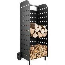 TECTAKE Porte Bâche Sur Roulettes 55 Cm X 45 Cm X 104 Cm En Métal Noir Laqué - Noir -chariot de jardin Soldes 2024 7762536 3