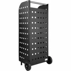 TECTAKE Porte Bâche Sur Roulettes 55 Cm X 45 Cm X 104 Cm En Métal Noir Laqué - Noir -chariot de jardin Soldes 2024 7762536 4