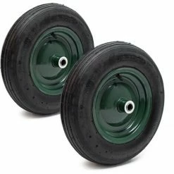 WILTEC Lot 2 Roues Complètes Brouette 3.50-8 Pneu Jante Métal Chambre Air